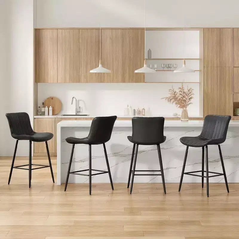 Tabourets de bar en cuir marron, hauteur comptoir, lot de 2, tabourets de cuisine modernes pour salle à manger et îlots de cuisine