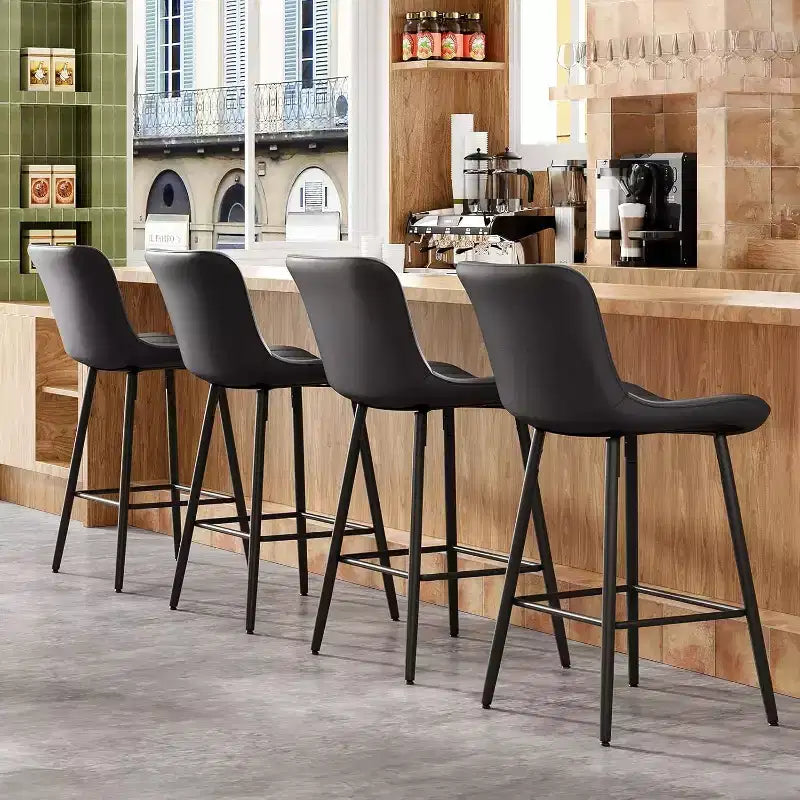 Tabourets de bar en cuir marron, hauteur comptoir, lot de 2, tabourets de cuisine modernes pour salle à manger et îlots de cuisine