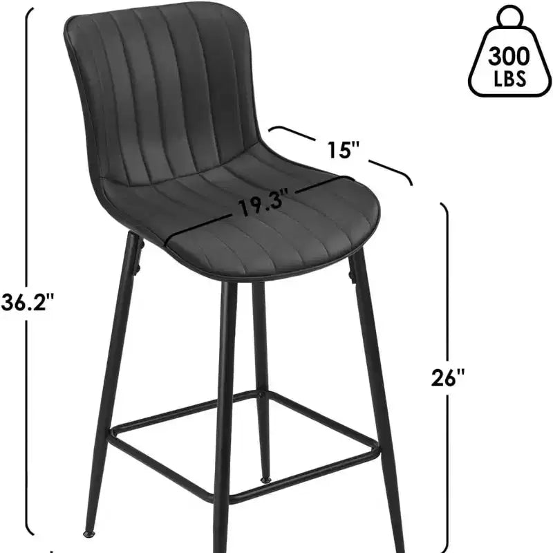 Tabourets de bar en cuir marron, hauteur comptoir, lot de 2, tabourets de cuisine modernes pour salle à manger et îlots de cuisine