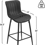 Tabourets de bar en cuir marron, hauteur comptoir, lot de 2, tabourets de cuisine modernes pour salle à manger et îlots de cuisine