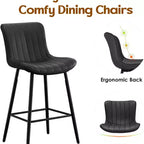 Tabourets de bar en cuir marron, hauteur comptoir, lot de 2, tabourets de cuisine modernes pour salle à manger et îlots de cuisine