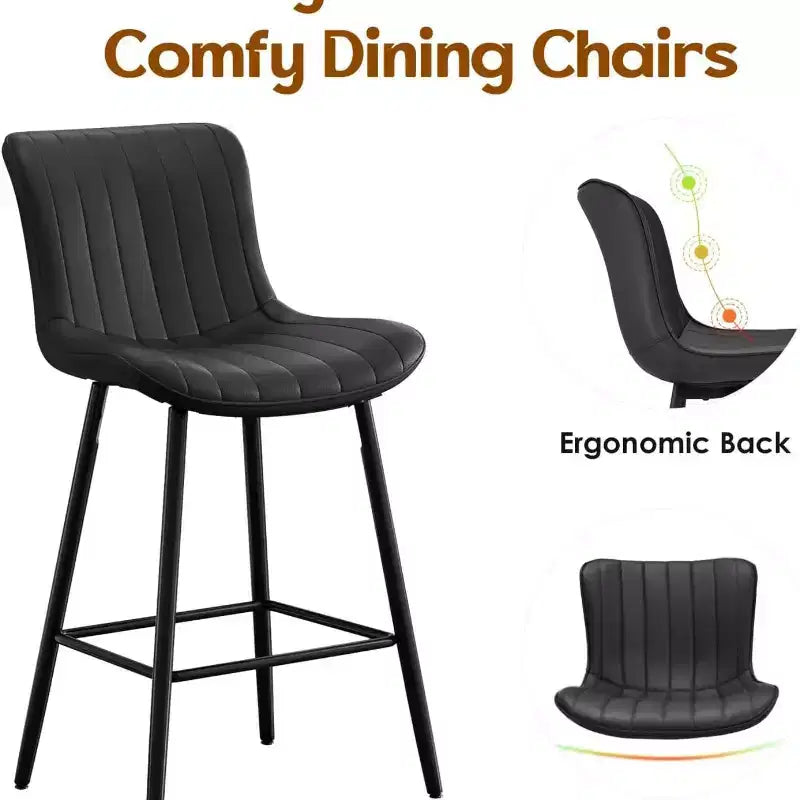 Tabourets de bar en cuir marron, hauteur comptoir, lot de 2, tabourets de cuisine modernes pour salle à manger et îlots de cuisine