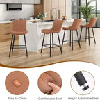 Tabourets de bar en cuir marron, hauteur comptoir, lot de 2, tabourets de cuisine modernes pour salle à manger et îlots de cuisine