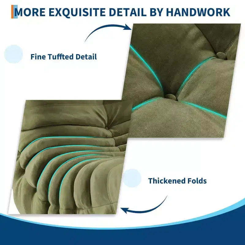 Pouf poire touffeté à la main de 90 cm, causeuse monobloc sans couture en mousse à mémoire de forme imperméable avec une capacité de 400 kg pour le salon et la chambre à coucher