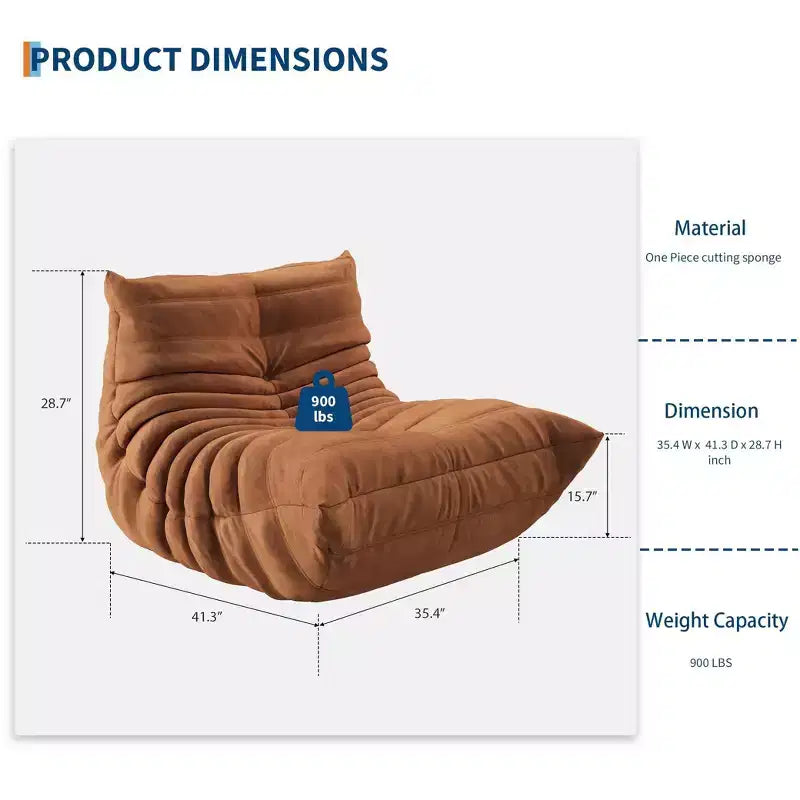 Pouf poire touffeté à la main de 90 cm, causeuse monobloc sans couture en mousse à mémoire de forme imperméable avec une capacité de 400 kg pour le salon et la chambre à coucher