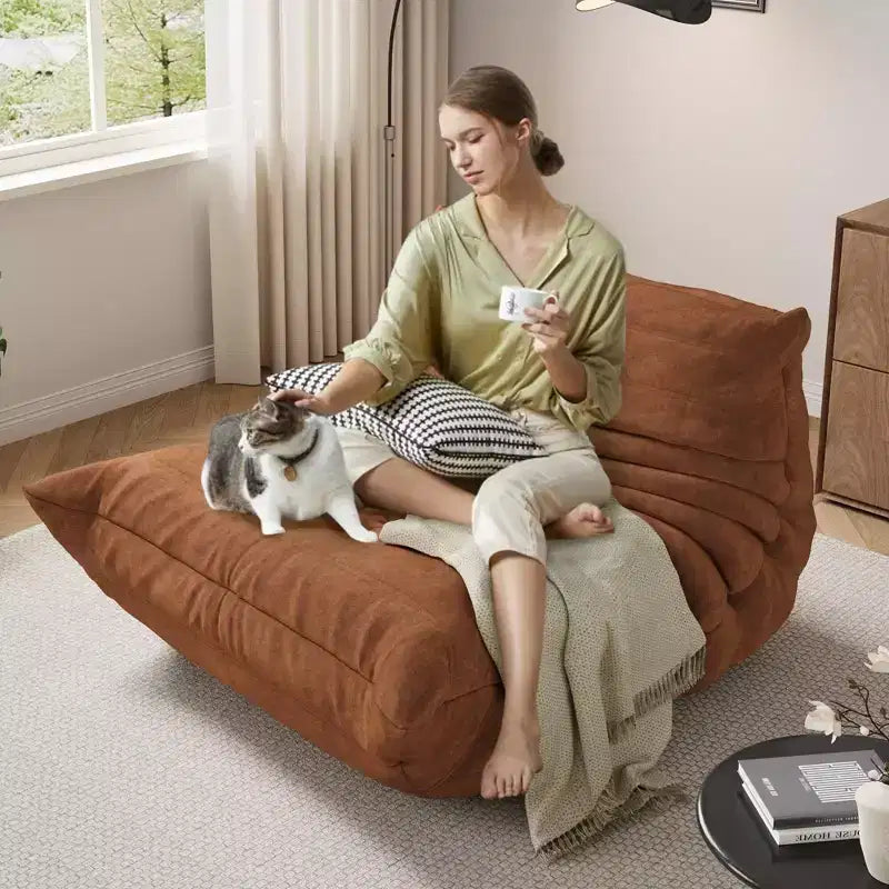 Pouf poire touffeté à la main de 90 cm, causeuse monobloc sans couture en mousse à mémoire de forme imperméable avec une capacité de 400 kg pour le salon et la chambre à coucher