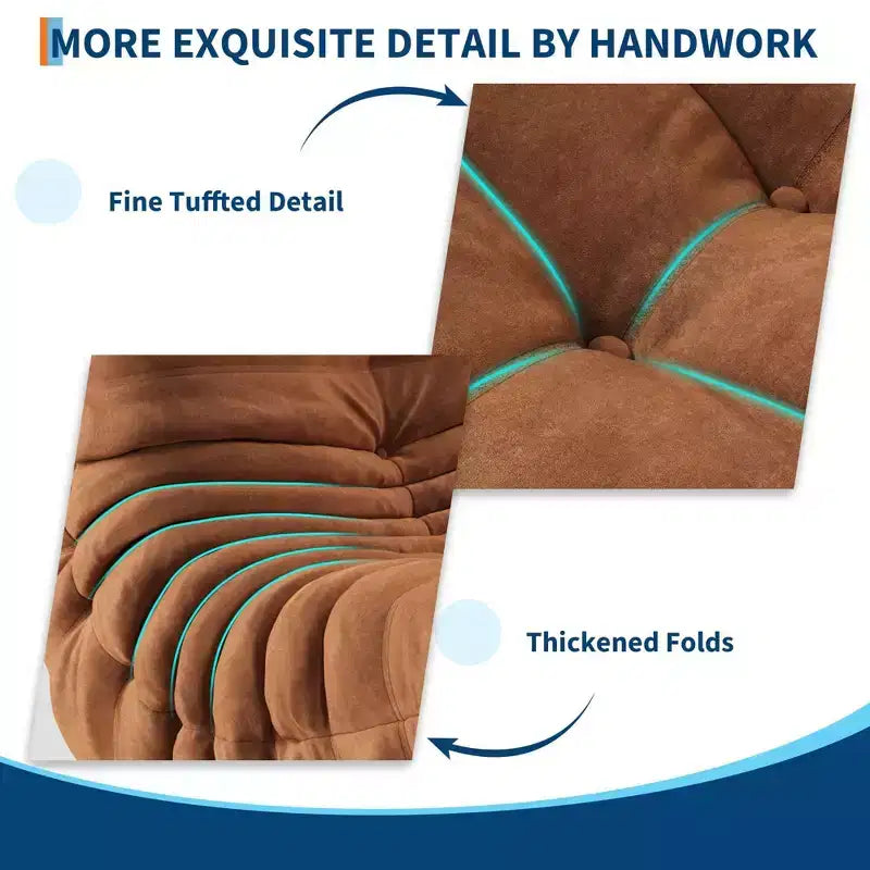 Pouf poire touffeté à la main de 90 cm, causeuse monobloc sans couture en mousse à mémoire de forme imperméable avec une capacité de 400 kg pour le salon et la chambre à coucher