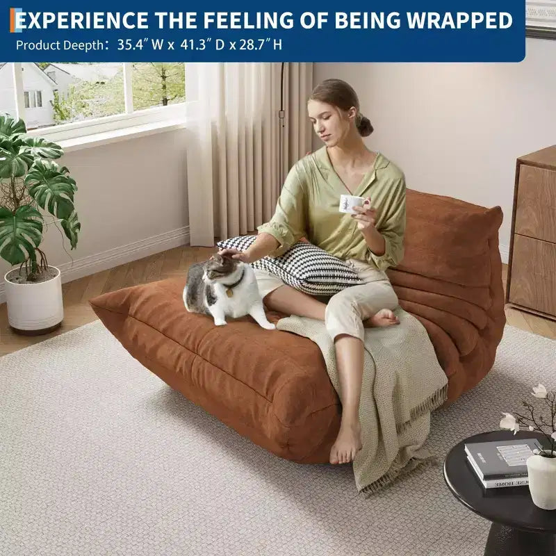 Pouf poire touffeté à la main de 90 cm, causeuse monobloc sans couture en mousse à mémoire de forme imperméable avec une capacité de 400 kg pour le salon et la chambre à coucher