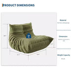 Pouf poire touffeté à la main de 90 cm, causeuse monobloc sans couture en mousse à mémoire de forme imperméable avec une capacité de 400 kg pour le salon et la chambre à coucher