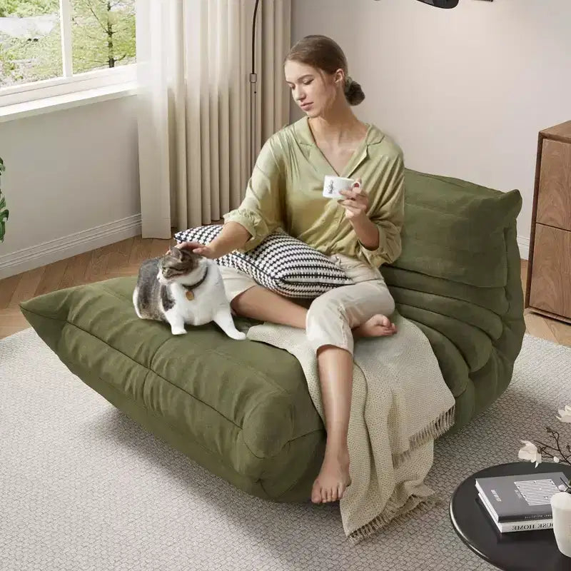 Pouf poire touffeté à la main de 90 cm, causeuse monobloc sans couture en mousse à mémoire de forme imperméable avec une capacité de 400 kg pour le salon et la chambre à coucher