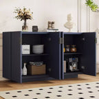 Buffet moderne 4 portes cannelées avec étagères réglables pour salle à manger et salon