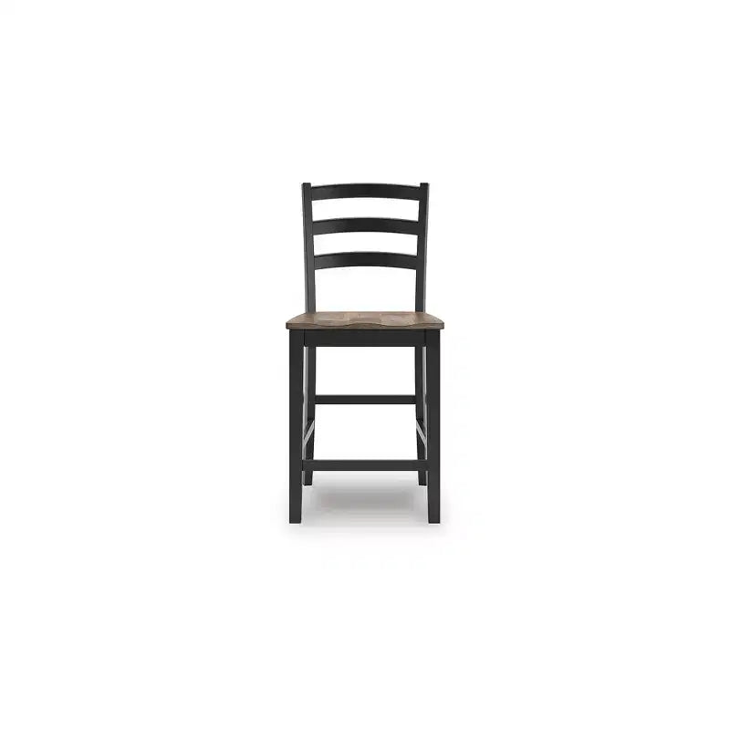 Tabouret de bar hauteur comptoir Wildenauer de Signature Design by Ashley - Assise style billot de boucher brun foncé avec cadre noir satiné (lot de 2)
