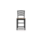 Tabouret de bar hauteur comptoir Wildenauer de Signature Design by Ashley - Assise style billot de boucher brun foncé avec cadre noir satiné (lot de 2)