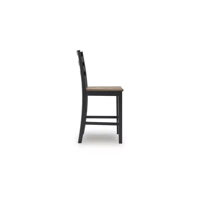 Tabouret de bar hauteur comptoir Wildenauer de Signature Design by Ashley - Assise style billot de boucher brun foncé avec cadre noir satiné (lot de 2)