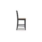 Tabouret de bar hauteur comptoir Wildenauer de Signature Design by Ashley - Assise style billot de boucher brun foncé avec cadre noir satiné (lot de 2)