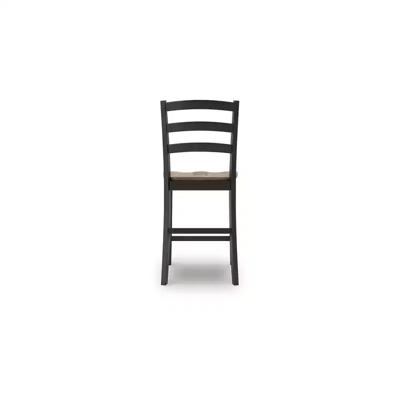 Tabouret de bar hauteur comptoir Wildenauer de Signature Design by Ashley - Assise style billot de boucher brun foncé avec cadre noir satiné (lot de 2)