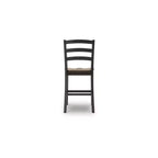 Tabouret de bar hauteur comptoir Wildenauer de Signature Design by Ashley - Assise style billot de boucher brun foncé avec cadre noir satiné (lot de 2)
