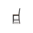 Tabouret de bar hauteur comptoir Wildenauer de Signature Design by Ashley - Assise style billot de boucher brun foncé avec cadre noir satiné (lot de 2)