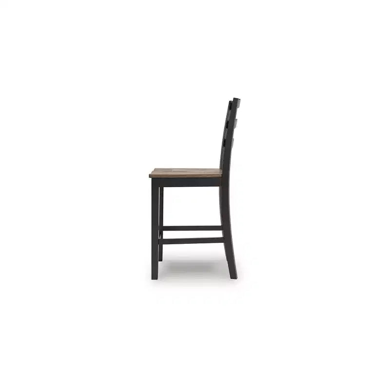 Tabouret de bar hauteur comptoir Wildenauer de Signature Design by Ashley - Assise style billot de boucher brun foncé avec cadre noir satiné (lot de 2)