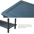 Console de ferme Hostack avec étagère inférieure et meuble de rangement pour salon, bleu marine antique