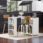 Îlot de cuisine roulant avec table extensible, îlot de cuisine sur roulettes avec lumières LED, prises électriques, 2 portes en verre cannelé