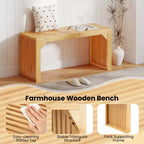 Costway Banc de salle à manger en bambou 1 ou 2 pièces, 91 cm de long, banc d'entrée, banc en bois massif pour intérieur et extérieur