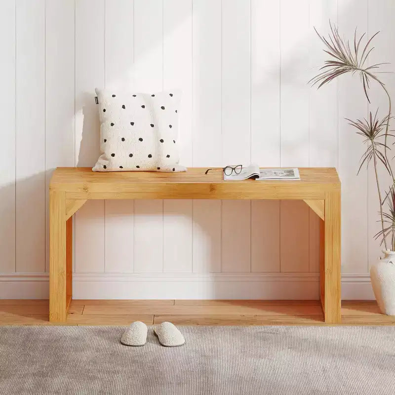 Costway Banc de salle à manger en bambou 1 ou 2 pièces, 91 cm de long, banc d'entrée, banc en bois massif pour intérieur et extérieur