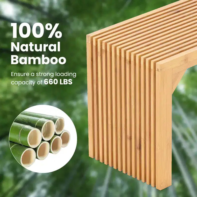 Costway Banc de salle à manger en bambou 1 ou 2 pièces, 91 cm de long, banc d'entrée, banc en bois massif pour intérieur et extérieur