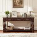 Hostack 63'' Long Wood Console Table Sideboard with 3 Drawers and 1 Bottom Shelf for Entryway and Hallway, Light Espresso