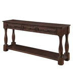 Hostack Table console en bois de 63 po avec 3 tiroirs et 1 étagère inférieure pour entrée et couloir, espresso clair