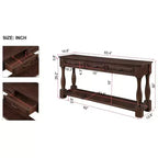 Hostack Table console en bois de 63 po avec 3 tiroirs et 1 étagère inférieure pour entrée et couloir, espresso clair
