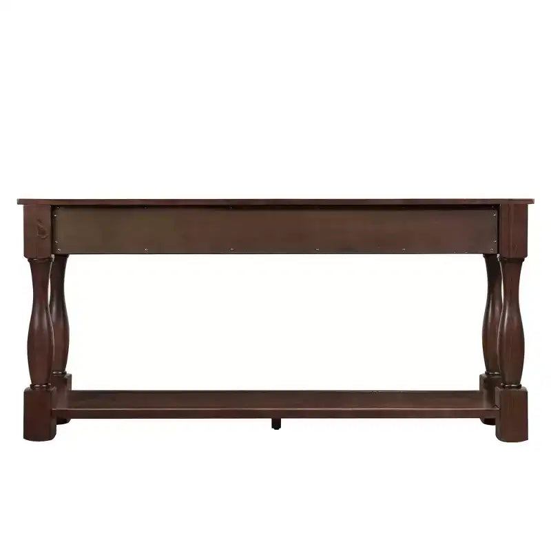 Hostack Table console en bois de 63 po avec 3 tiroirs et 1 étagère inférieure pour entrée et couloir, espresso clair