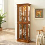 Meuble d'exposition Okak Diapaly, Vitrine avec 6 étagères réglables et portes en verre trempé, Meuble haut pour salon, chambre à coucher