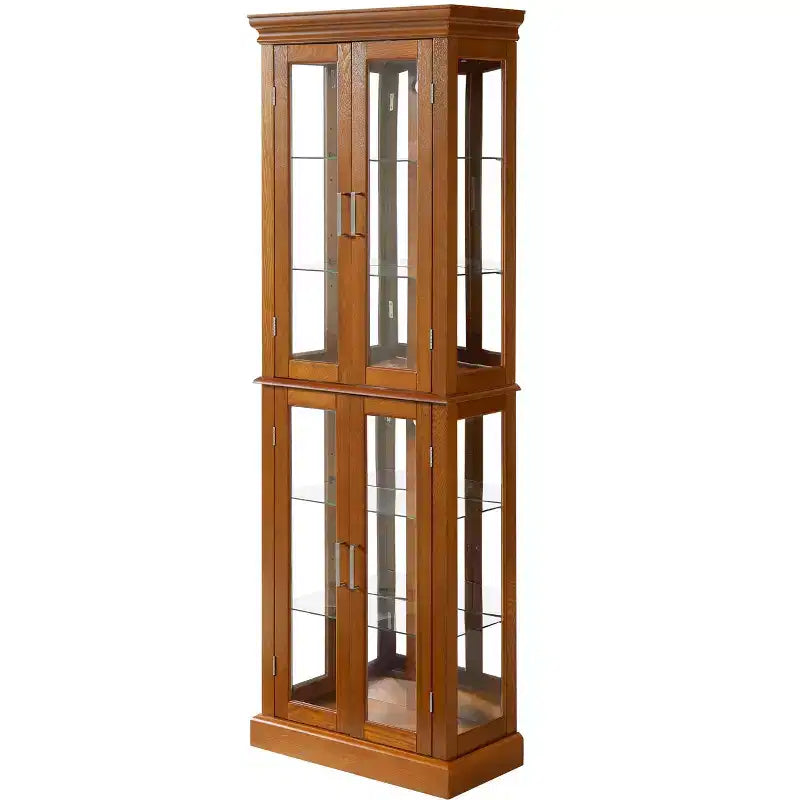 Meuble d'exposition Okak Diapaly, Vitrine avec 6 étagères réglables et portes en verre trempé, Meuble haut pour salon, chambre à coucher