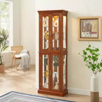 Meuble d'exposition Okak Diapaly, Vitrine avec 6 étagères réglables et portes en verre trempé, Meuble haut pour salon, chambre à coucher