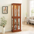 Meuble d'exposition Okak Diapaly, Vitrine avec 6 étagères réglables et portes en verre trempé, Meuble haut pour salon, chambre à coucher