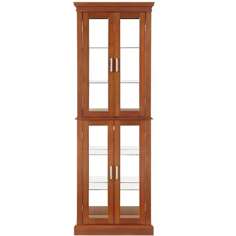 Meuble d'exposition Okak Diapaly, Vitrine avec 6 étagères réglables et portes en verre trempé, Meuble haut pour salon, chambre à coucher