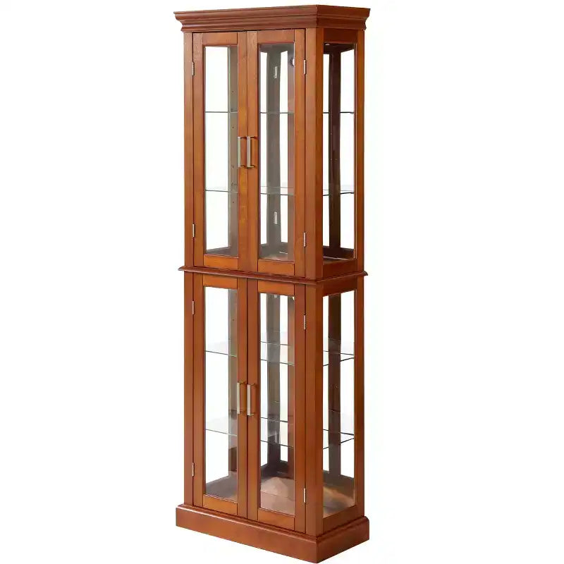 Meuble d'exposition Okak Diapaly, Vitrine avec 6 étagères réglables et portes en verre trempé, Meuble haut pour salon, chambre à coucher