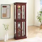 Meuble d'exposition Okak Diapaly, Vitrine avec 6 étagères réglables et portes en verre trempé, Meuble haut pour salon, chambre à coucher