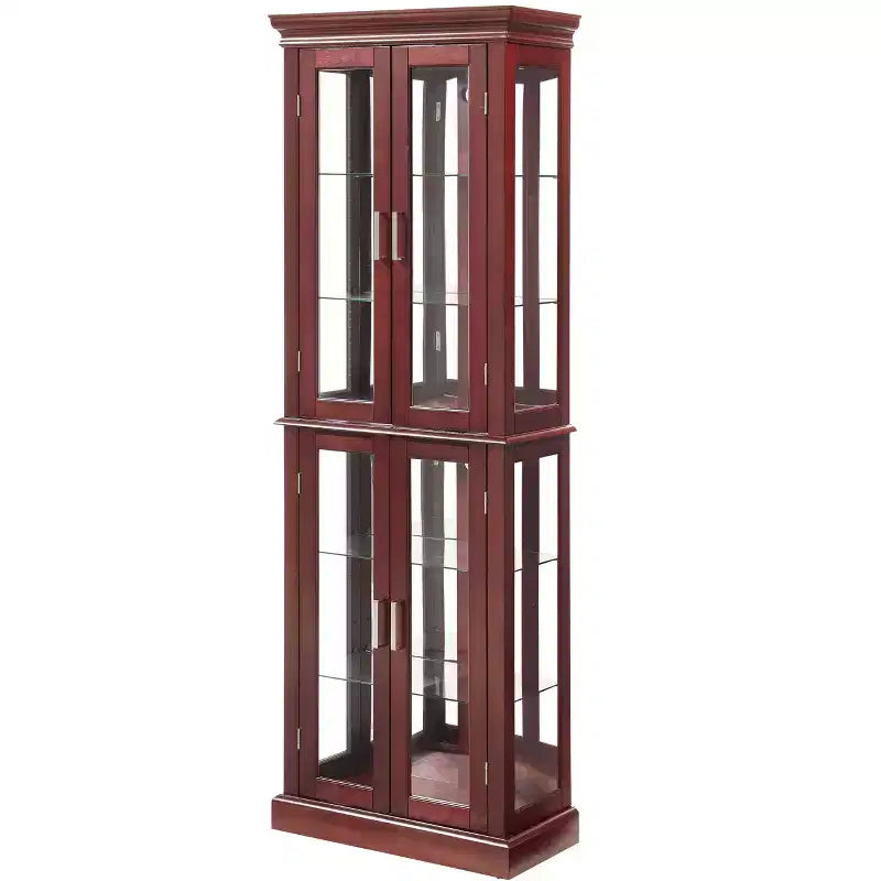 Meuble d'exposition Okak Diapaly, Vitrine avec 6 étagères réglables et portes en verre trempé, Meuble haut pour salon, chambre à coucher