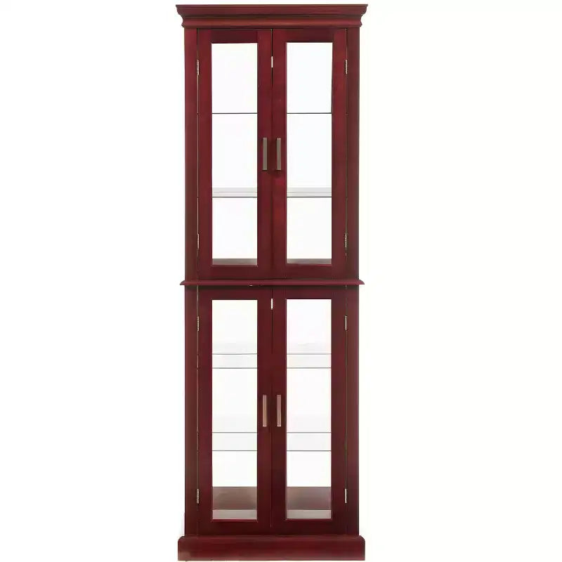 Meuble d'exposition Okak Diapaly, Vitrine avec 6 étagères réglables et portes en verre trempé, Meuble haut pour salon, chambre à coucher