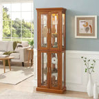 Meuble d'exposition Okak Diapaly, Vitrine avec 6 étagères réglables et portes en verre trempé, Meuble haut pour salon, chambre à coucher
