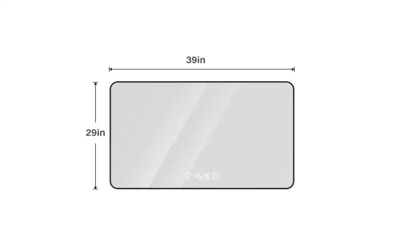 Miroir mural LED de salle de bain Whisen avec cadre en alliage d'aluminium et fonction anti-buée, affichage de la température et de l'heure - Noir