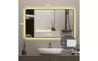Miroir mural LED de salle de bain Whisen avec cadre en alliage d'aluminium et fonction anti-buée, affichage de la température et de l'heure - Noir