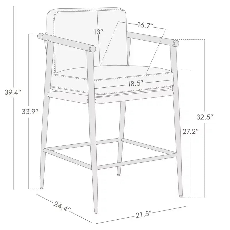 Tabourets de bar modernes Spruce&Spring avec accoudoirs et piètement en métal, lot de 2