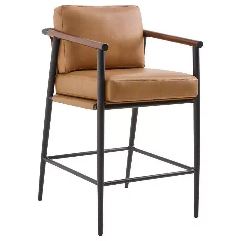 Tabourets de bar modernes Spruce&Spring avec accoudoirs et piètement en métal, lot de 2