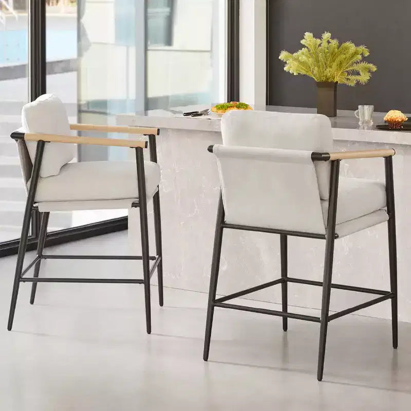 Tabourets de bar modernes Spruce&Spring avec accoudoirs et piètement en métal, lot de 2
