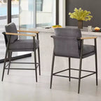 Tabourets de bar modernes Spruce&Spring avec accoudoirs et piètement en métal, lot de 2