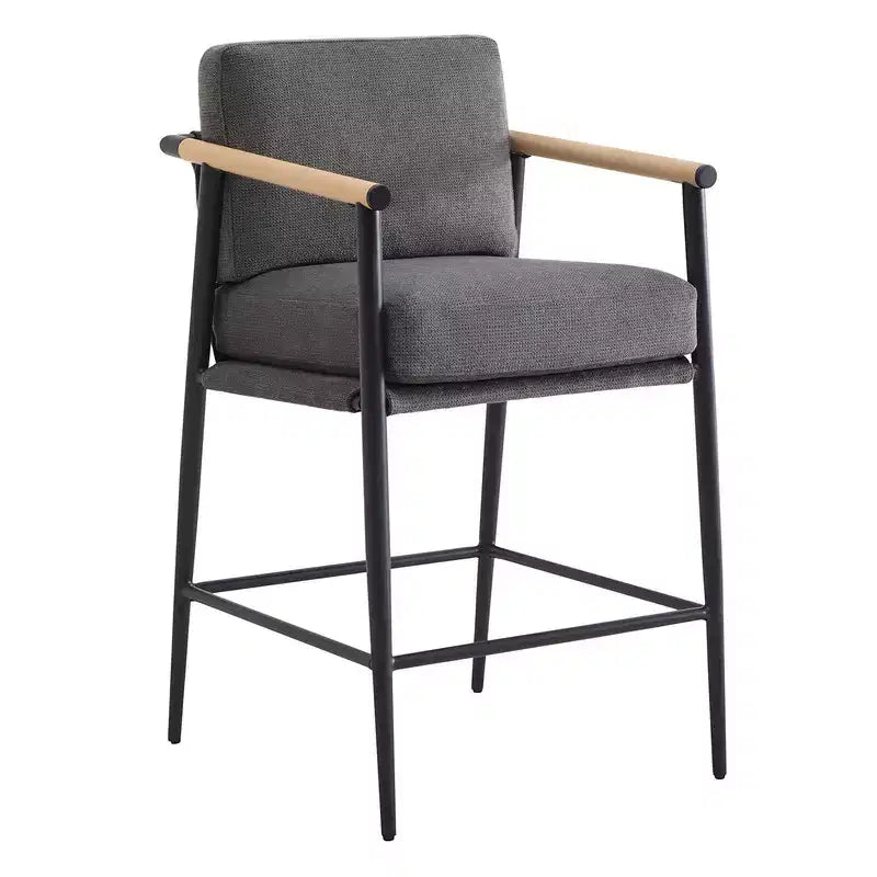 Tabourets de bar modernes Spruce&Spring avec accoudoirs et piètement en métal, lot de 2