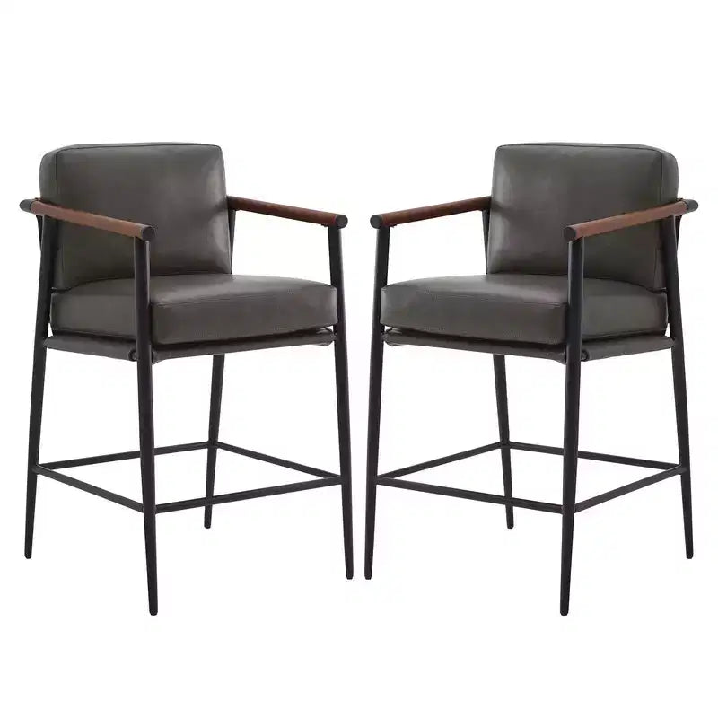 Tabourets de bar modernes Spruce&Spring avec accoudoirs et piètement en métal, lot de 2